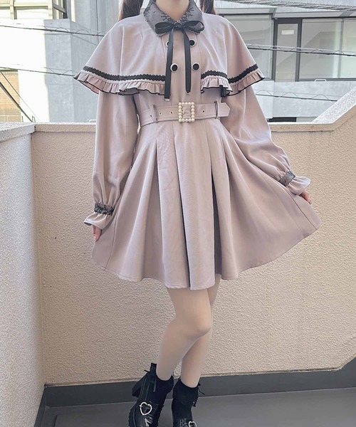 ロジータ ROJITA サイドベルトケープライクワンピース パープル ROJITA