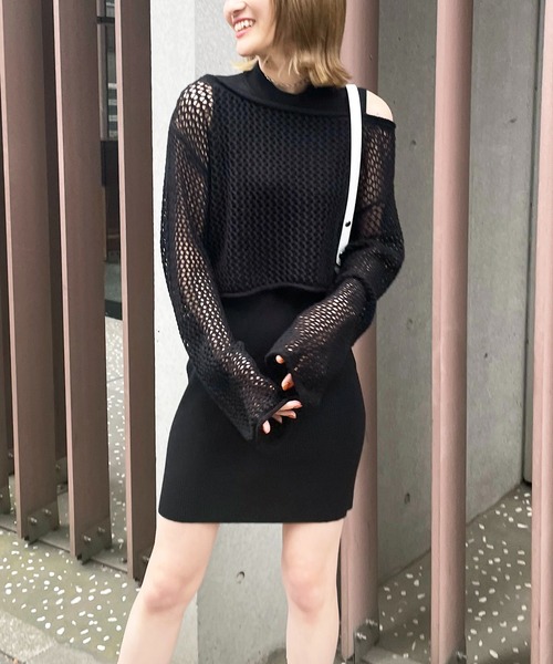 SPIRALGIRL(スパイラルガール)の「プチハイノースリーブニットワンピース(ワンピース・レディース・オレンジ/ライトグレー/ブラック・FREE)」の6枚目の写真