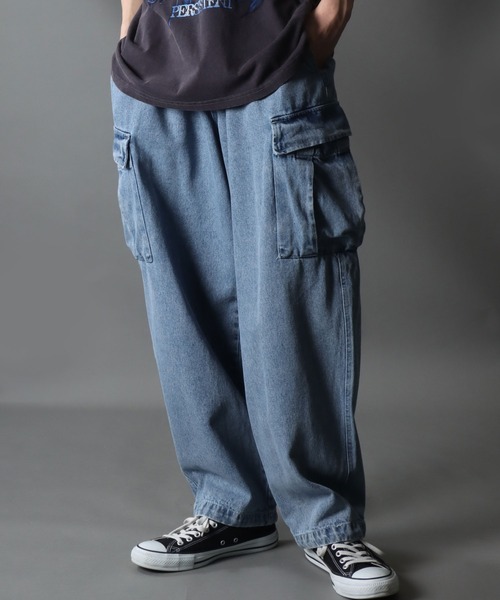 【セール】Wide Tapered Denim cargo pants/ワイドテーパード デニム カーゴパンツ（カーゴパンツ）｜SITRY（シトリー）