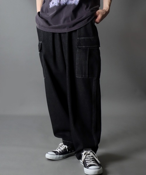 【セール】Wide Tapered Denim cargo pants/ワイドテーパード デニム カーゴパンツ（カーゴパンツ）｜SITRY（シトリー）