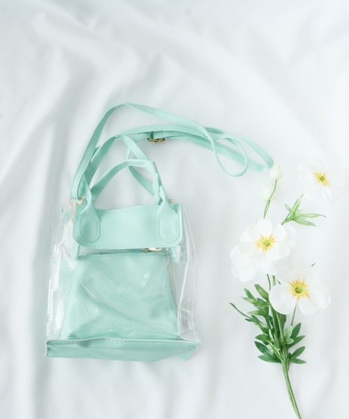 Loco Ocean（ロコオーシャン）の「2way ポーチ付き ミニクリアトートバッグ / ショルダーバッグ（トートバッグ・レディース・グリーン/ホワイト/ブラック・ONE SIZE）」の4枚目の写真