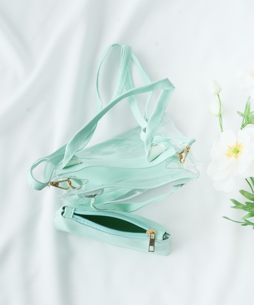 Loco Ocean（ロコオーシャン）の「2way ポーチ付き ミニクリアトートバッグ / ショルダーバッグ（トートバッグ・レディース・グリーン/ホワイト/ブラック・ONE SIZE）」の5枚目の写真