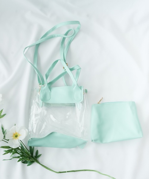 Loco Ocean（ロコオーシャン）の「2way ポーチ付き ミニクリアトートバッグ / ショルダーバッグ（トートバッグ・レディース・グリーン/ホワイト/ブラック・ONE SIZE）」の6枚目の写真