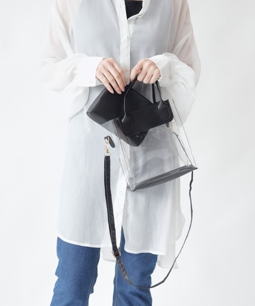 Loco Ocean（ロコオーシャン）の「2way ポーチ付き ミニクリアトートバッグ / ショルダーバッグ（トートバッグ・レディース・グリーン/ホワイト/ブラック・ONE SIZE）」の12枚目の写真