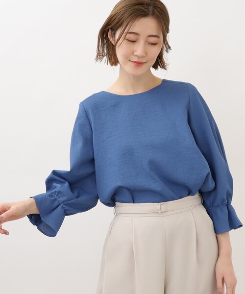 grove（グローブ）の「◆清涼感がありながらきちんと見えの袖デザインブラウス！（シャツ/ブラウス・レディース・オフホワイト/ブラック系2/オレンジ/ブルー・03/02/04/01/05）」の3枚目の写真