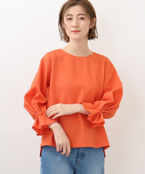grove（グローブ）の「◆清涼感がありながらきちんと見えの袖デザインブラウス！（シャツ/ブラウス・レディース・オフホワイト/ブラック系2/オレンジ/ブルー・03/02/04/01/05）」の8枚目の写真