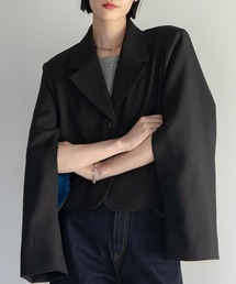 アームスリット配色ショートジャケット