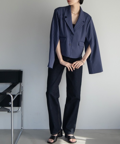 VACANCY(ヴァカンシー)の「アームスリット配色ショートジャケット(テーラードジャケット・レディース・その他/ブラック・FREE)」の21枚目の写真