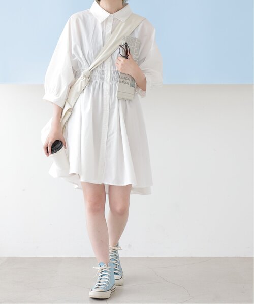 KAREN MILLEN* コットン シャーリングウエスト ミニドレス ☆Karen Millen☆ シャーリングウエストウーブンミニドレス