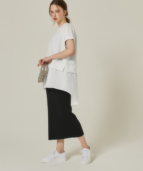 coca（coca）（コカ）の「ミニ裏毛ドッキングトップス（Tシャツ/カットソー・レディース・グレー/ホワイト・M/L）」の5枚目の写真