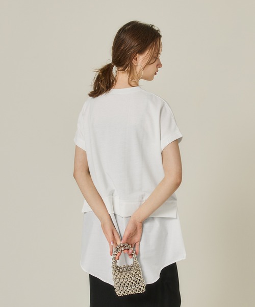 coca（coca）（コカ）の「ミニ裏毛ドッキングトップス（Tシャツ/カットソー・レディース・グレー/ホワイト・M/L）」の6枚目の写真