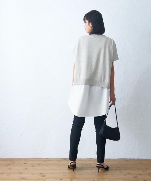 coca（coca）（コカ）の「ミニ裏毛ドッキングトップス（Tシャツ/カットソー・レディース・グレー/ホワイト・M/L）」の11枚目の写真