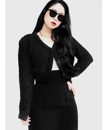 Cropped popcorn knit cardigan / クロップドポップコーンニットカーディガン(Ai select)