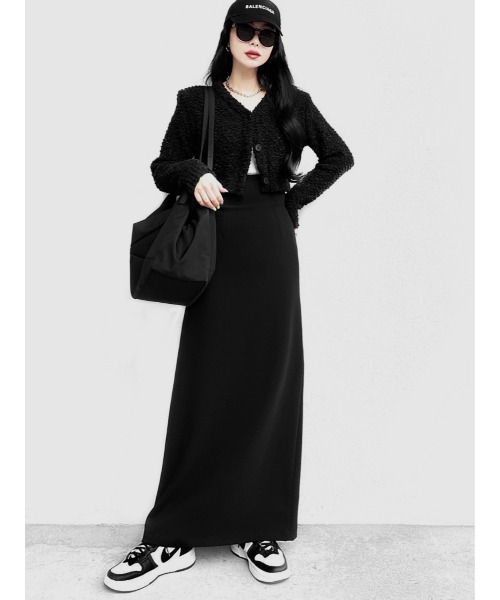LVEU.(ラブユ.)の「Cropped popcorn knit cardigan / クロップドポップコーンニットカーディガン(Ai select)(カーディガン/ボレロ・レディース・グリーン/ブラック・FREE)」の4枚目の写真