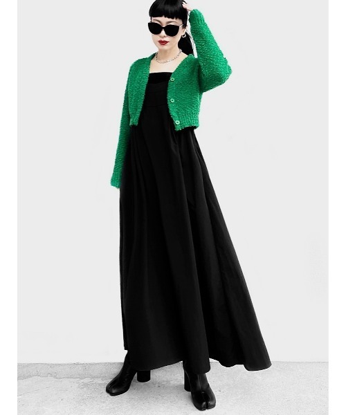 LVEU.(ラブユ.)の「Cropped popcorn knit cardigan / クロップドポップコーンニットカーディガン(Ai select)(カーディガン/ボレロ・レディース・グリーン/ブラック・FREE)」の14枚目の写真