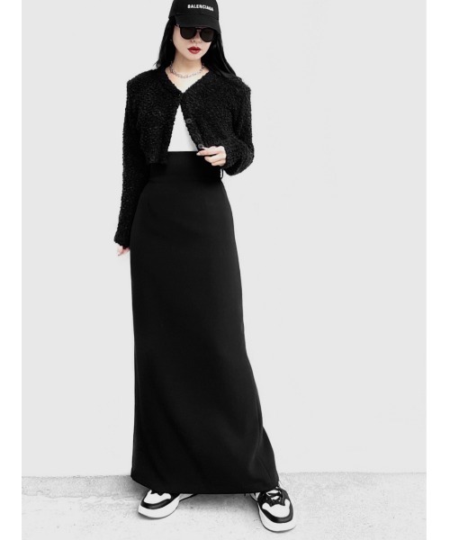 LVEU.(ラブユ.)の「Cropped popcorn knit cardigan / クロップドポップコーンニットカーディガン(Ai select)(カーディガン/ボレロ・レディース・グリーン/ブラック・FREE)」の10枚目の写真