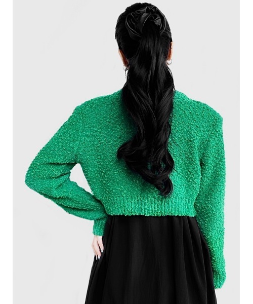 LVEU.(ラブユ.)の「Cropped popcorn knit cardigan / クロップドポップコーンニットカーディガン(Ai select)(カーディガン/ボレロ・レディース・グリーン/ブラック・FREE)」の15枚目の写真