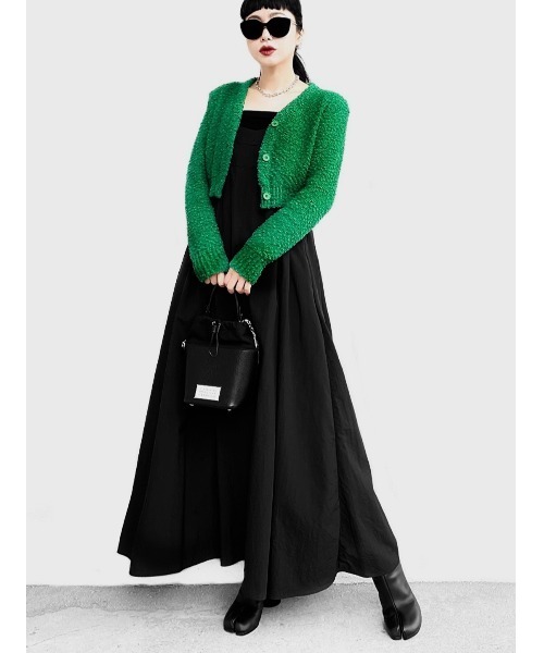 LVEU.(ラブユ.)の「Cropped popcorn knit cardigan / クロップドポップコーンニットカーディガン(Ai select)(カーディガン/ボレロ・レディース・グリーン/ブラック・FREE)」の9枚目の写真