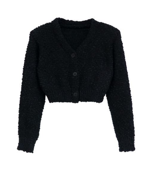 LVEU.(ラブユ.)の「Cropped popcorn knit cardigan / クロップドポップコーンニットカーディガン(Ai select)(カーディガン/ボレロ・レディース・グリーン/ブラック・FREE)」の7枚目の写真