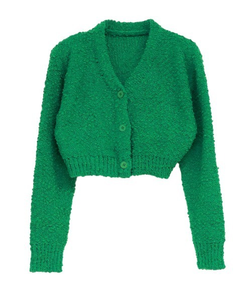 LVEU.(ラブユ.)の「Cropped popcorn knit cardigan / クロップドポップコーンニットカーディガン(Ai select)(カーディガン/ボレロ・レディース・グリーン/ブラック・FREE)」の11枚目の写真