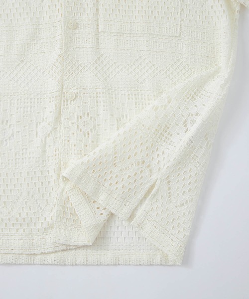 MONO-MART LADY'S（モノマートレディース）の「幾何学レースオーバーサイズオープンカラー半袖シャツ（シャツ/ブラウス・レディース・ブラウン/ブラック/アイボリー・FREE）」の8枚目の写真