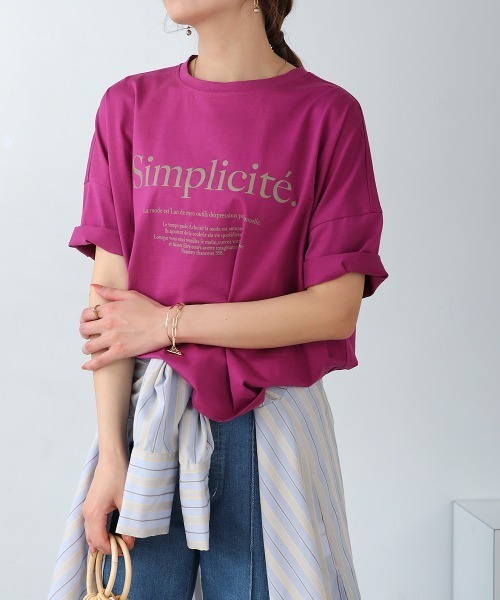 Bou Jeloud（ブージュルード）の「コットンWシルケットロゴT（Tシャツ/カットソー・レディース・ブラック/ホワイト/パープル/ネイビー・FREE）」の4枚目の写真