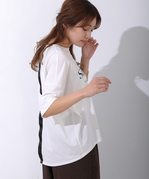 Bou Jeloud（ブージュルード）の「コットンWシルケットロゴT（Tシャツ/カットソー・レディース・ブラック/ホワイト/パープル/ネイビー・FREE）」の2枚目の写真