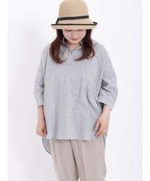 Samansa Mos2 | 後ろ開き七分袖スキッパーチュニック(チュニック)