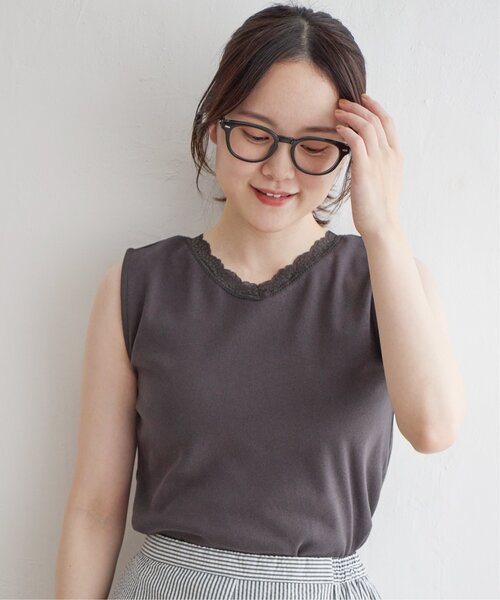 LBC（エルビーシー）の「レースタンクトップ（タンクトップ・レディース・ホワイト/ベージュ/チャコールグレー・M/L）」の2枚目の写真