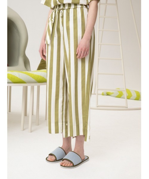 JNBY（ジェーエヌビーワイ）の「HOME Genderless Striped Drawstring-waist Cotton Pants / コットンパンツ（その他パンツ・レディース・グリーン系その他5/ブルー系その他4/ベージュ系その他5・36/38/40）」の5枚目の写真