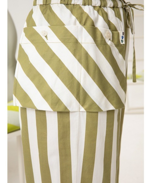 JNBY（ジェーエヌビーワイ）の「HOME Genderless Striped Drawstring-waist Cotton Pants / コットンパンツ（その他パンツ・レディース・グリーン系その他5/ブルー系その他4/ベージュ系その他5・36/38/40）」の8枚目の写真