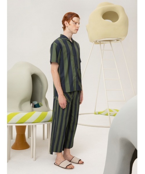 JNBY（ジェーエヌビーワイ）の「HOME Genderless Striped Drawstring-waist Cotton Pants / コットンパンツ（その他パンツ・レディース・グリーン系その他5/ブルー系その他4/ベージュ系その他5・36/38/40）」の16枚目の写真