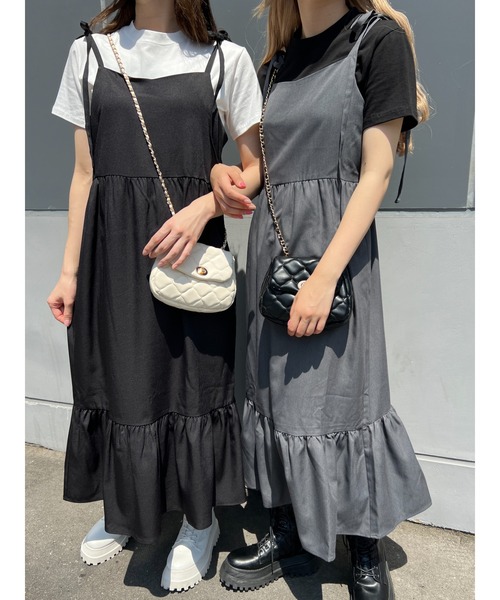 PHILLY(フィリー)の「肩リボンキャミワンピース(ワンピース・レディース・ブラック/グレー・FREE)」の8枚目の写真