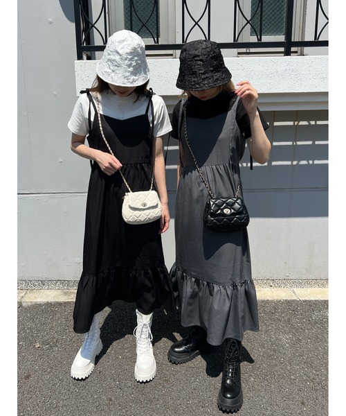 PHILLY(フィリー)の「肩リボンキャミワンピース(ワンピース・レディース・ブラック/グレー・FREE)」の5枚目の写真