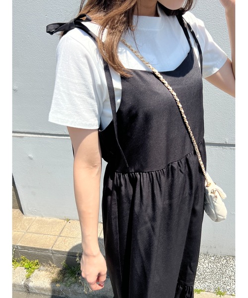 PHILLY(フィリー)の「肩リボンキャミワンピース(ワンピース・レディース・ブラック/グレー・FREE)」の12枚目の写真
