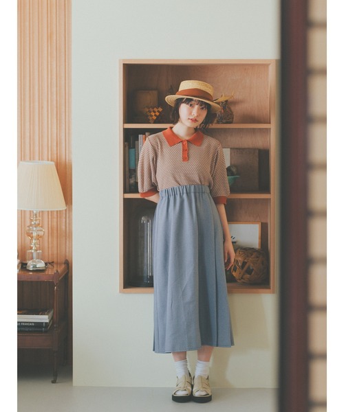 ehka sopo（エヘカソポ）の「前後着リネンタッチプリーツスカート（スカート・レディース・ベージュ/グリーン/ネイビー・F）」の4枚目の写真