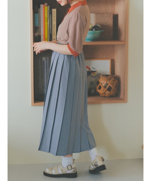 ehka sopo（エヘカソポ）の「前後着リネンタッチプリーツスカート（スカート・レディース・ベージュ/グリーン/ネイビー・F）」の5枚目の写真
