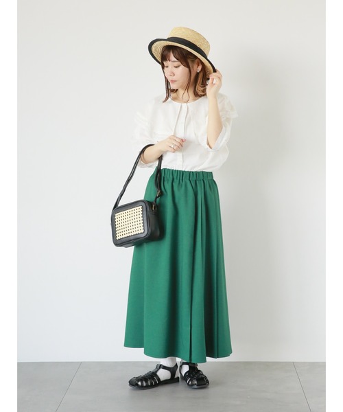 ehka sopo（エヘカソポ）の「前後着リネンタッチプリーツスカート（スカート・レディース・ベージュ/グリーン/ネイビー・F）」の11枚目の写真