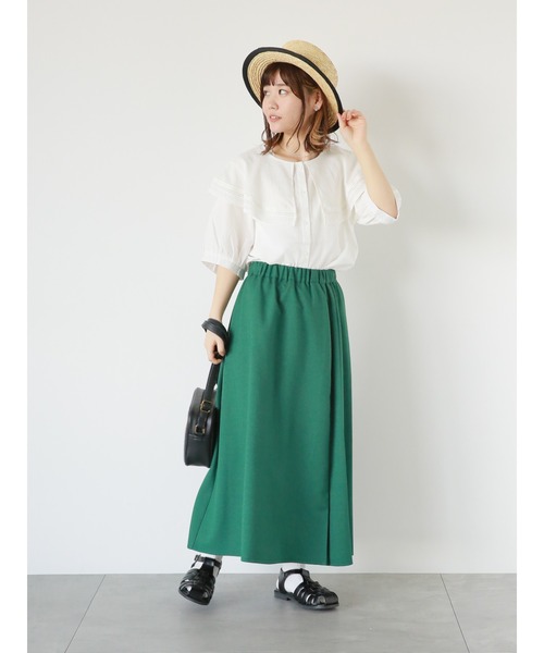 ehka sopo（エヘカソポ）の「前後着リネンタッチプリーツスカート（スカート・レディース・ベージュ/グリーン/ネイビー・F）」の13枚目の写真