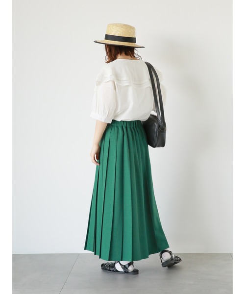 ehka sopo（エヘカソポ）の「前後着リネンタッチプリーツスカート（スカート・レディース・ベージュ/グリーン/ネイビー・F）」の16枚目の写真