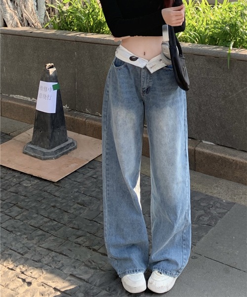 standalone ウエスト折り返しパンツ SHEENA スラックス パンツ ウエスト折り返しデザインタック