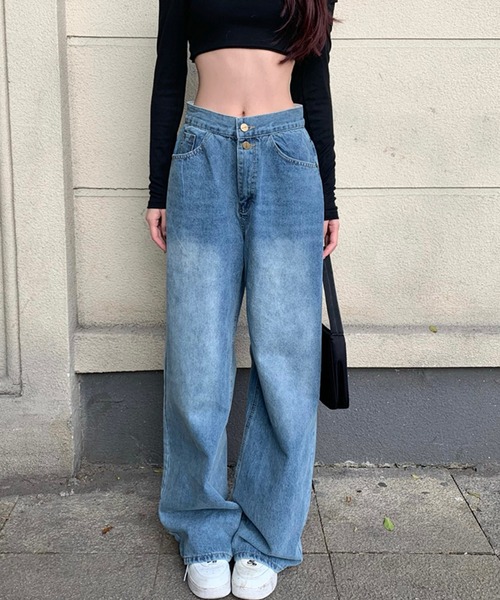 GLAMOROUS JANE(グラマラスジェーン)の「ウエスト折り返しデニムワイドパンツ(デニムパンツ・レディース・ブルー・M/L)」の5枚目の写真