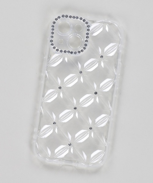iPhone11/12/13/14/15/16対応/ラインストーンデザイン クリアモバイル