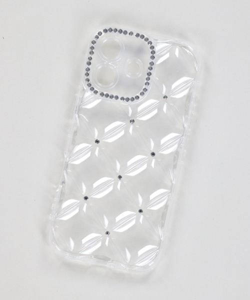 iPhone11/12/13/14/15/16/17対応/ラインストーンデザイン クリア