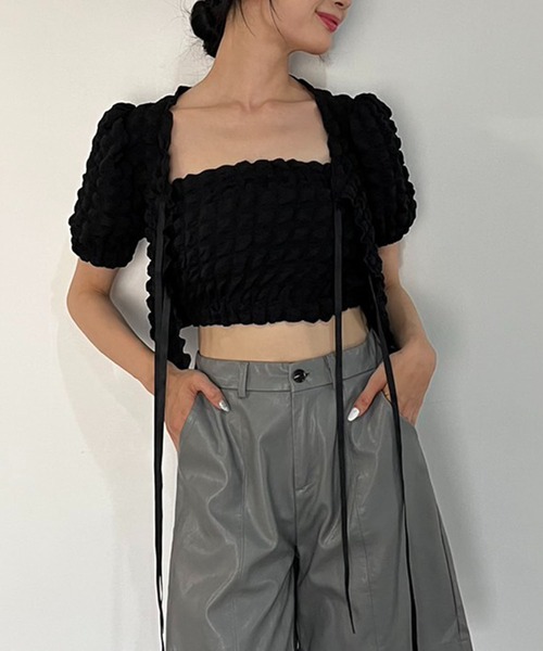 Jewelobe(ジュエローブ)の「チューブトップ×ボレロカーディガン ポップコーンアンサンブル(アンサンブル・レディース・ブラック/ホワイト・FREE)」の16枚目の写真