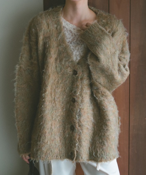 VANNIE U（ヴァニーユー）の「ミックスシャギーオーバーカーディガン（カーディガン/ボレロ・レディース・アイボリー/ブルー/グレー/イエロー/ベージュ・FREE）」の3枚目の写真