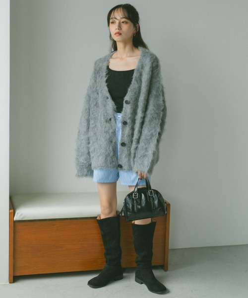 VANNIE U（ヴァニーユー）の「ミックスシャギーオーバーカーディガン（カーディガン/ボレロ・レディース・アイボリー/ブルー/グレー/イエロー/ベージュ・FREE）」の9枚目の写真
