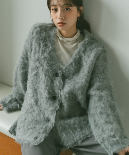 VANNIE U（ヴァニーユー）の「ミックスシャギーオーバーカーディガン（カーディガン/ボレロ・レディース・アイボリー/ブルー/グレー/イエロー/ベージュ・FREE）」の7枚目の写真