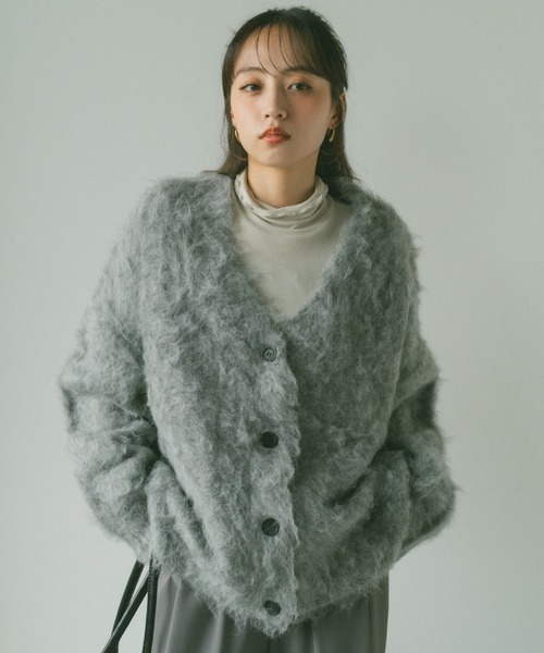 VANNIE U（ヴァニーユー）の「ミックスシャギーオーバーカーディガン（カーディガン/ボレロ・レディース・アイボリー/ブルー/グレー/イエロー/ベージュ・FREE）」の8枚目の写真