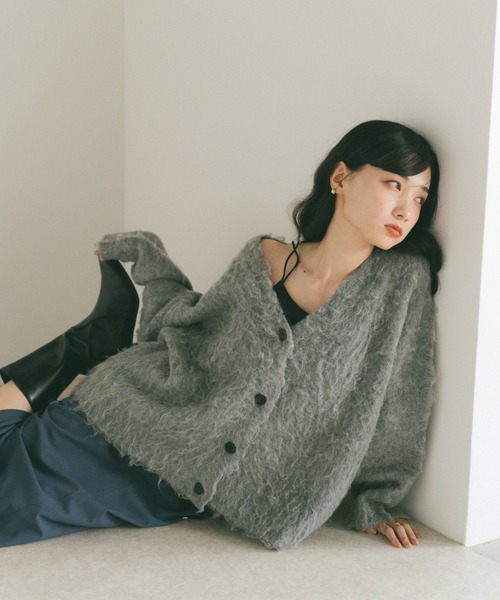 VANNIE U（ヴァニーユー）の「ミックスシャギーオーバーカーディガン（カーディガン/ボレロ・レディース・アイボリー/ブルー/グレー/イエロー/ベージュ・FREE）」の13枚目の写真